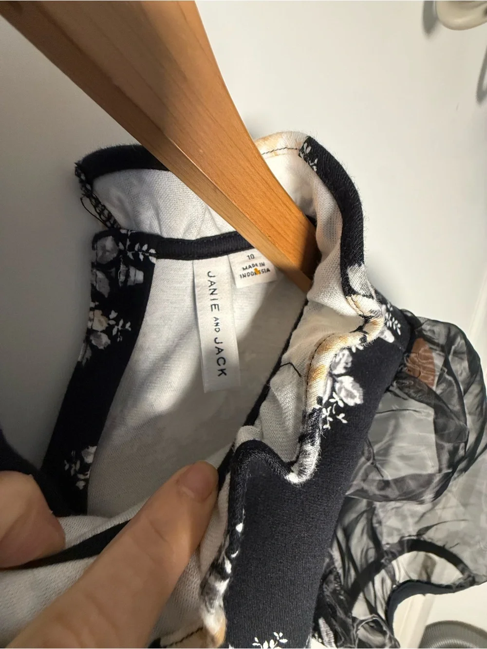 Janie and Jack Black Floral Dress with Puff Sheer Sleeves